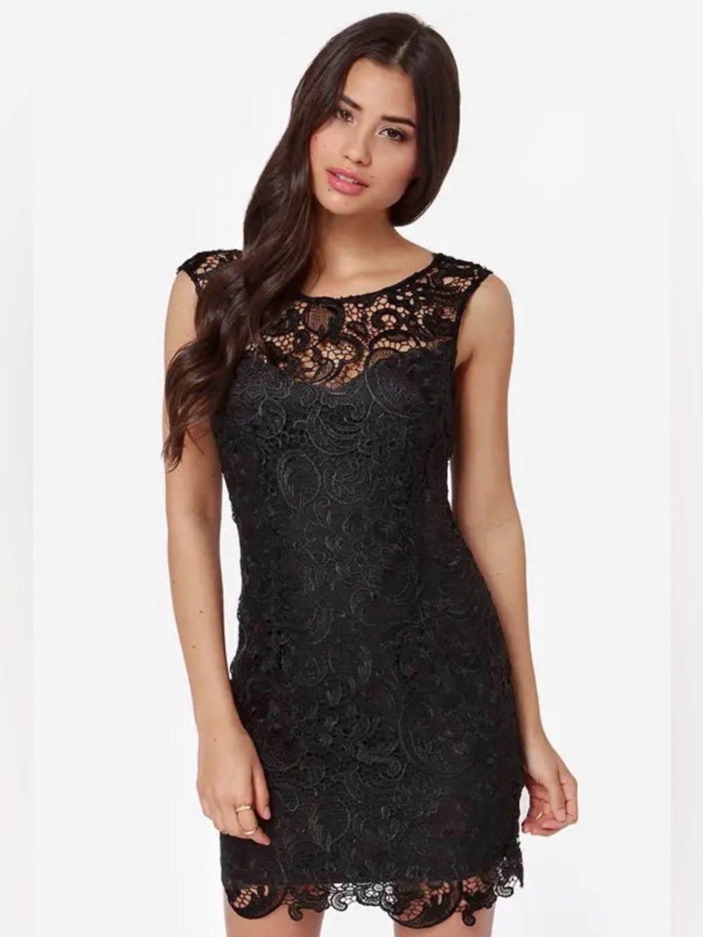 NWOT Lulu's Black Lace Cap-Sleeve Mini Dress
